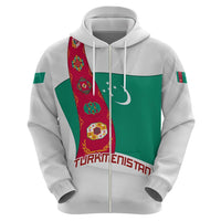 Turkmenistan Flag Hoodie with National Emblem and Carpet Stripe Design