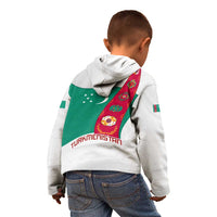 Turkmenistan Flag Kid Hoodie with National Emblem and Carpet Stripe Design