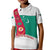 Turkmenistan Flag Kid Polo Shirt with National Emblem and Carpet Stripe Design