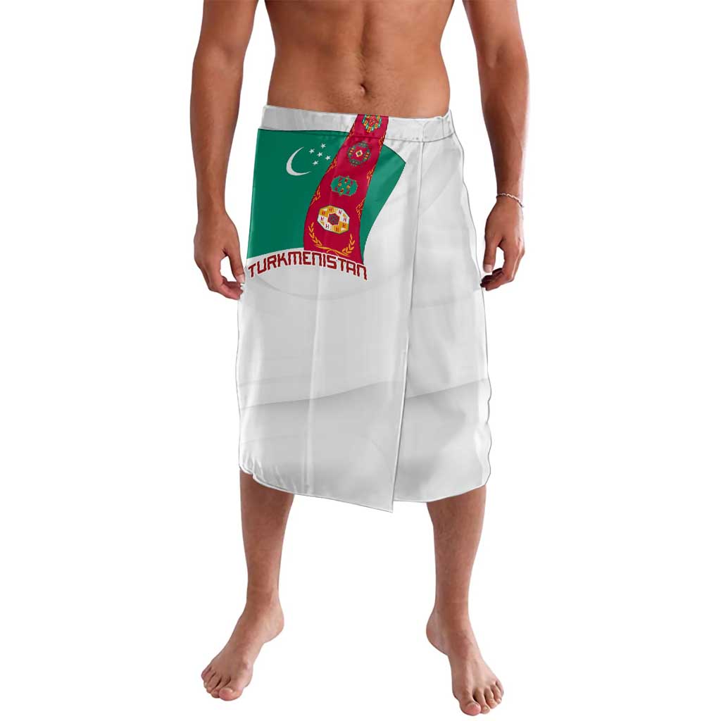 Turkmenistan Flag Lavalava with National Emblem and Carpet Stripe Design