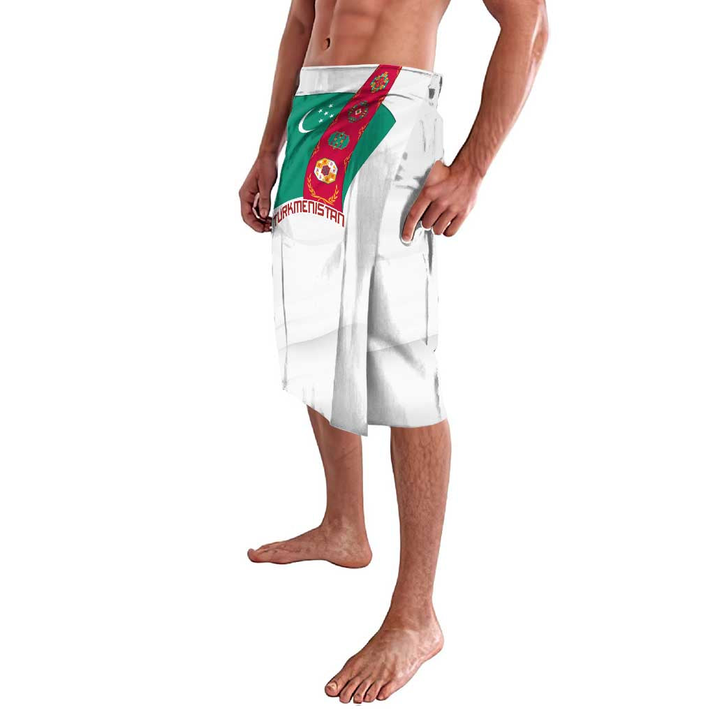 Turkmenistan Flag Lavalava with National Emblem and Carpet Stripe Design
