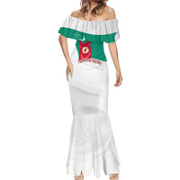 Turkmenistan Flag Mermaid Dress with National Emblem and Carpet Stripe Design
