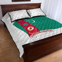 Turkmenistan Flag Quilt Bed Set with National Emblem and Carpet Stripe Design