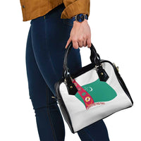 Turkmenistan Flag Shoulder Handbag with National Emblem and Carpet Stripe Design