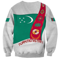 Turkmenistan Flag Sweatshirt with National Emblem and Carpet Stripe Design