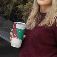 Turkmenistan Flag Tumbler Cup with National Emblem and Carpet Stripe Design