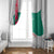 Turkmenistan Flag Window Curtain with National Emblem and Carpet Stripe Design