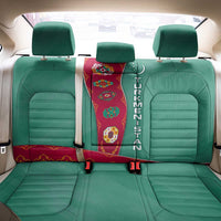 Turkmenistan National Symbols Back Car Seat Cover with Crescent Moon, Stars, and Traditional Carpet Pattern Design