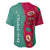 Turkmenistan National Symbols Baseball Jersey with Crescent Moon, Stars, and Traditional Carpet Pattern Design
