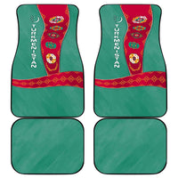 Turkmenistan National Symbols Car Mats with Crescent Moon, Stars, and Traditional Carpet Pattern Design