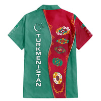 Turkmenistan National Symbols Family Matching Mermaid Dress and Hawaiian Shirt with Crescent Moon, Stars, and Traditional Carpet Pattern Design