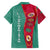 Turkmenistan National Symbols Family Matching Summer Maxi Dress and Hawaiian Shirt with Crescent Moon, Stars, and Traditional Carpet Pattern Design