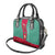 Turkmenistan National Symbols Shoulder Handbag with Crescent Moon, Stars, and Traditional Carpet Pattern Design