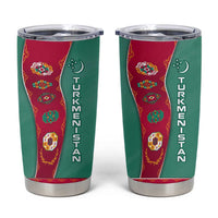 Turkmenistan National Symbols Tumbler Cup with Crescent Moon, Stars, and Traditional Carpet Pattern Design