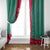 Turkmenistan National Symbols Window Curtain with Crescent Moon, Stars, and Traditional Carpet Pattern Design