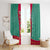Turkmenistan National Symbols Window Curtain with Crescent Moon, Stars, and Traditional Carpet Pattern Design