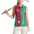 Turkmenistan National Symbols Women Sleeveless Polo Shirt with Crescent Moon, Stars, and Traditional Carpet Pattern Design