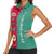 Turkmenistan National Symbols Women Sleeveless Polo Shirt with Crescent Moon, Stars, and Traditional Carpet Pattern Design