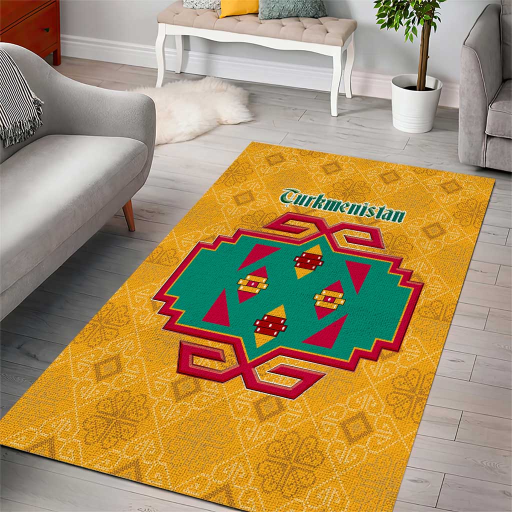 Turkmenistan Traditional Carpet Motif Area Rug with Ethnic Pattern Design