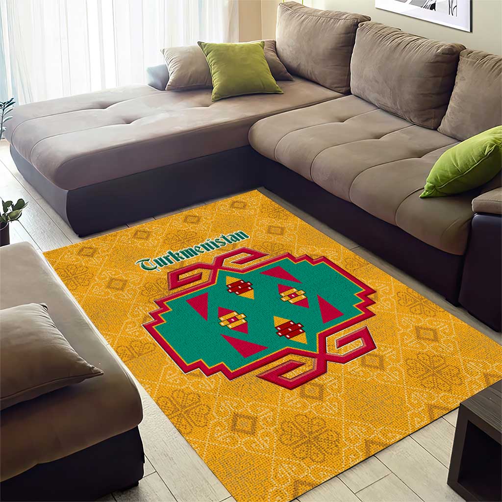 Turkmenistan Traditional Carpet Motif Area Rug with Ethnic Pattern Design
