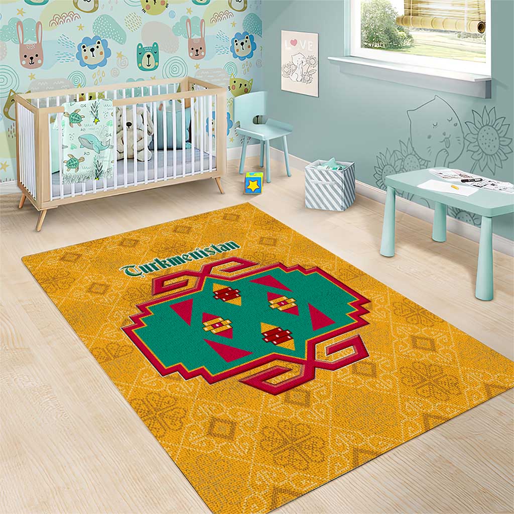 Turkmenistan Traditional Carpet Motif Area Rug with Ethnic Pattern Design