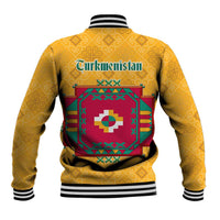 Turkmenistan Traditional Carpet Motif Baseball Jacket with Ethnic Pattern Design
