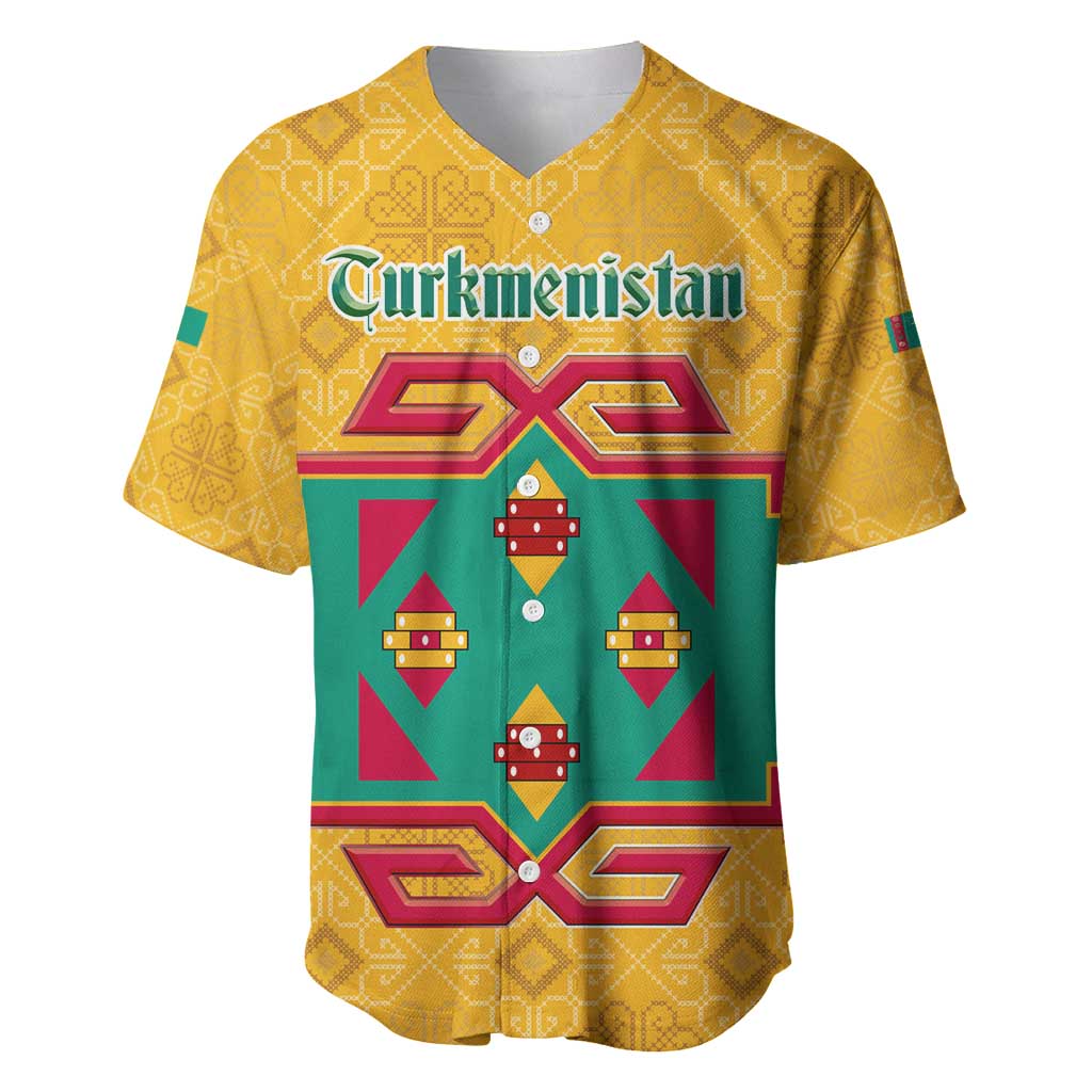 Turkmenistan Traditional Carpet Motif Baseball Jersey with Ethnic Pattern Design