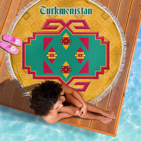 Turkmenistan Traditional Carpet Motif Beach Blanket with Ethnic Pattern Design