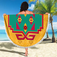 Turkmenistan Traditional Carpet Motif Beach Blanket with Ethnic Pattern Design