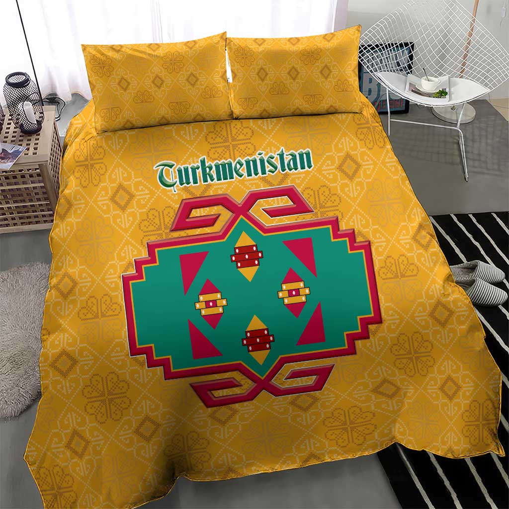 Turkmenistan Traditional Carpet Motif Bedding Set with Ethnic Pattern Design