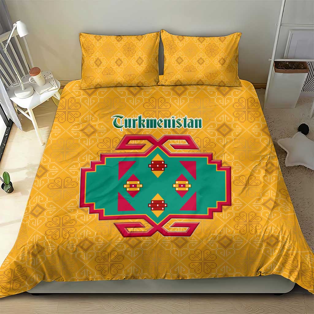 Turkmenistan Traditional Carpet Motif Bedding Set with Ethnic Pattern Design
