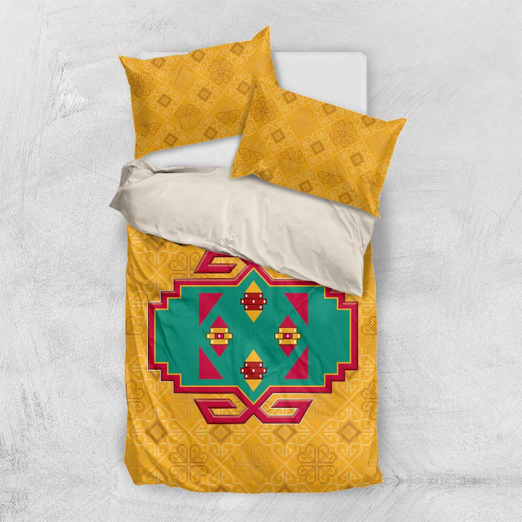 Turkmenistan Traditional Carpet Motif Bedding Set with Ethnic Pattern Design