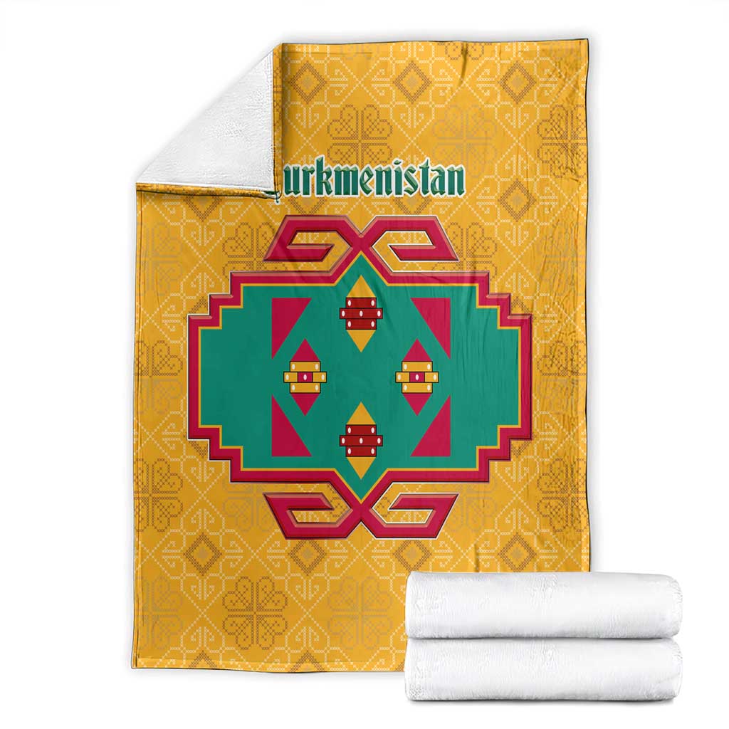 Turkmenistan Traditional Carpet Motif Blanket with Ethnic Pattern Design