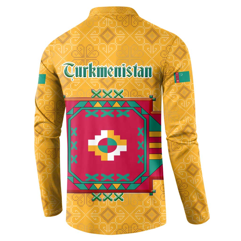 Turkmenistan Traditional Carpet Motif Button Sweatshirt with Ethnic Pattern Design