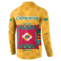 Turkmenistan Traditional Carpet Motif Button Sweatshirt with Ethnic Pattern Design