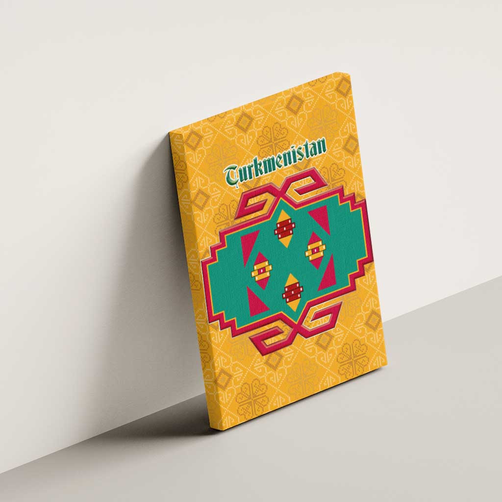 Turkmenistan Traditional Carpet Motif Canvas Wall Art with Ethnic Pattern Design