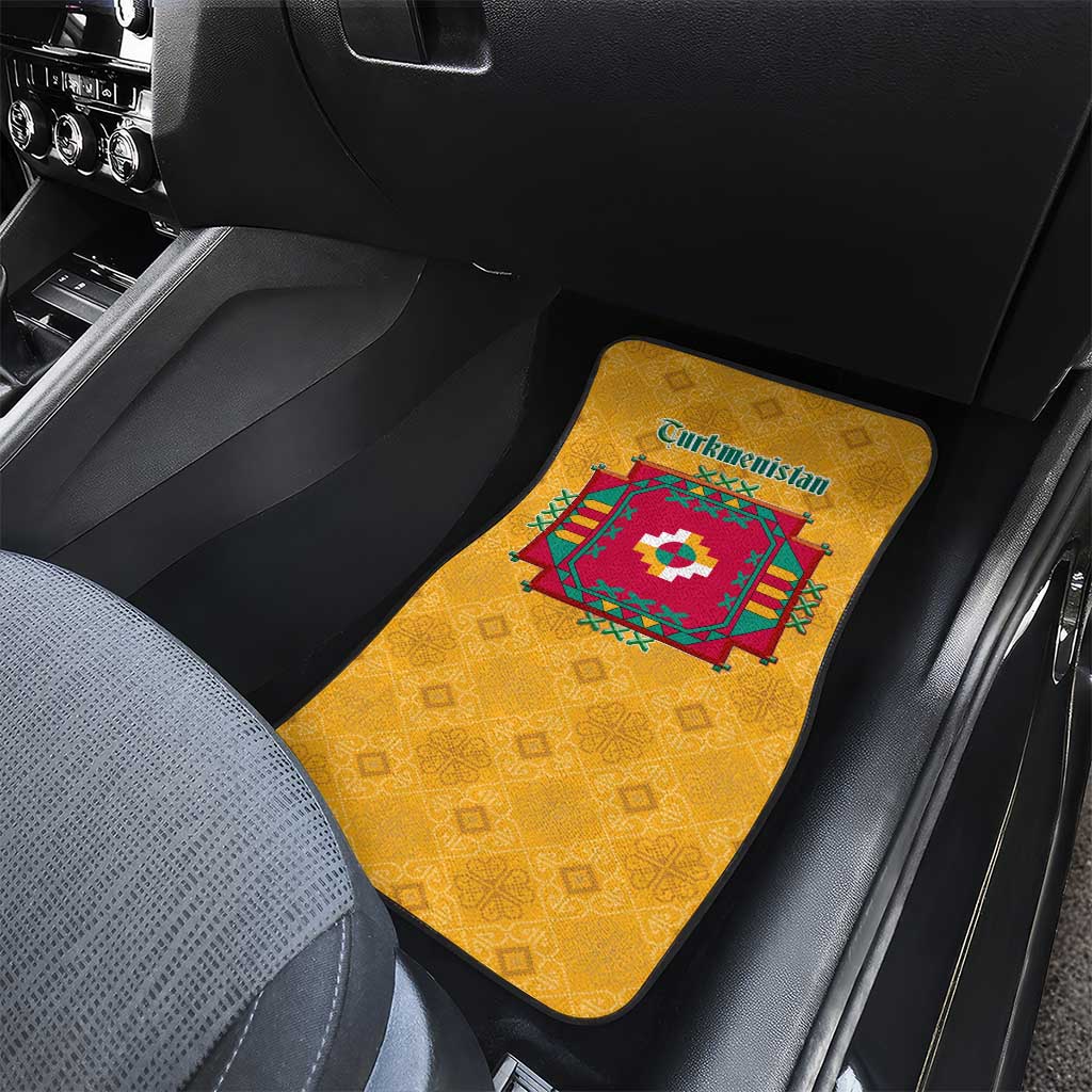 Turkmenistan Traditional Carpet Motif Car Mats with Ethnic Pattern Design