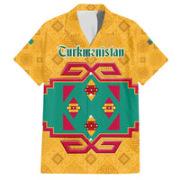Turkmenistan Traditional Carpet Motif Family Matching Long Sleeve Bodycon Dress and Hawaiian Shirt with Ethnic Pattern Design
