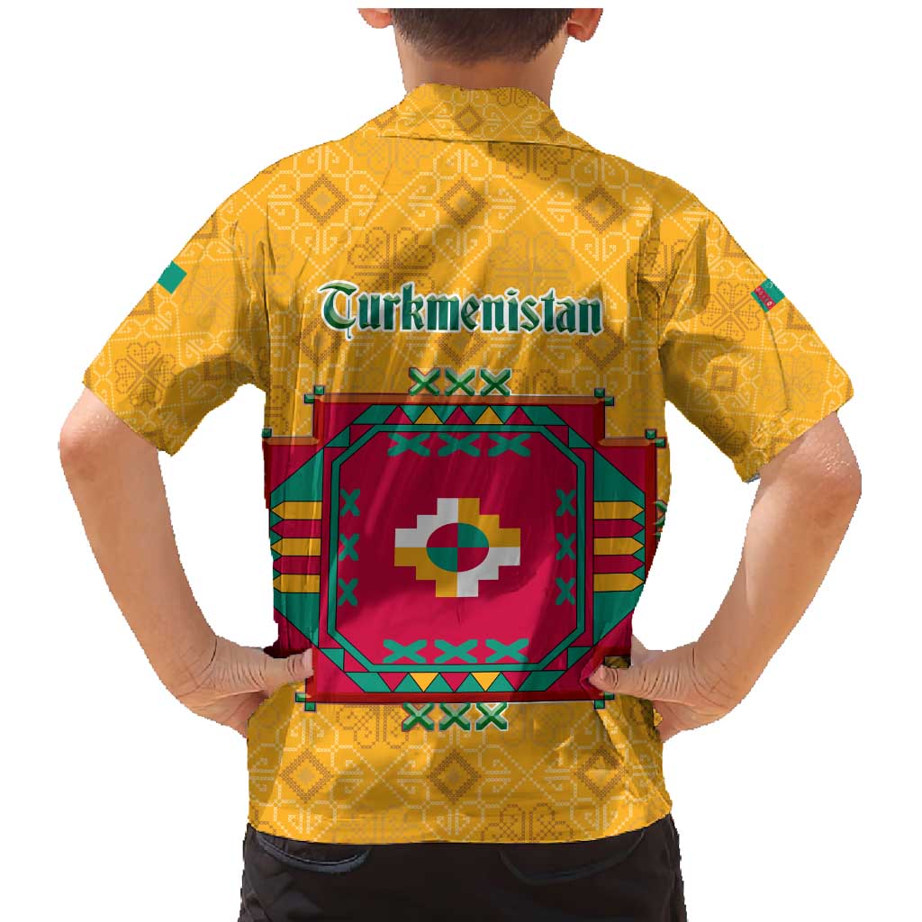 Turkmenistan Traditional Carpet Motif Family Matching Mermaid Dress and Hawaiian Shirt with Ethnic Pattern Design