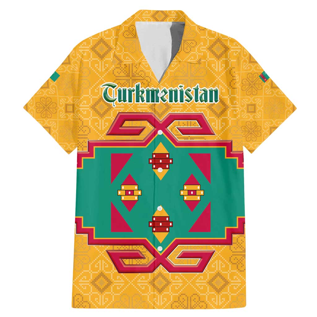 Turkmenistan Traditional Carpet Motif Family Matching Mermaid Dress and Hawaiian Shirt with Ethnic Pattern Design