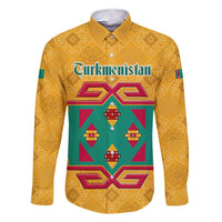 Turkmenistan Traditional Carpet Motif Family Matching Short Sleeve Bodycon Dress and Hawaiian Shirt with Ethnic Pattern Design