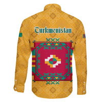 Turkmenistan Traditional Carpet Motif Family Matching Short Sleeve Bodycon Dress and Hawaiian Shirt with Ethnic Pattern Design