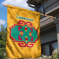 Turkmenistan Traditional Carpet Motif Garden Flag with Ethnic Pattern Design
