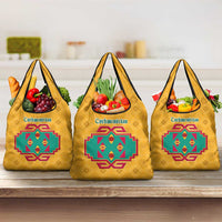 Turkmenistan Traditional Carpet Motif Grocery Bag with Ethnic Pattern Design