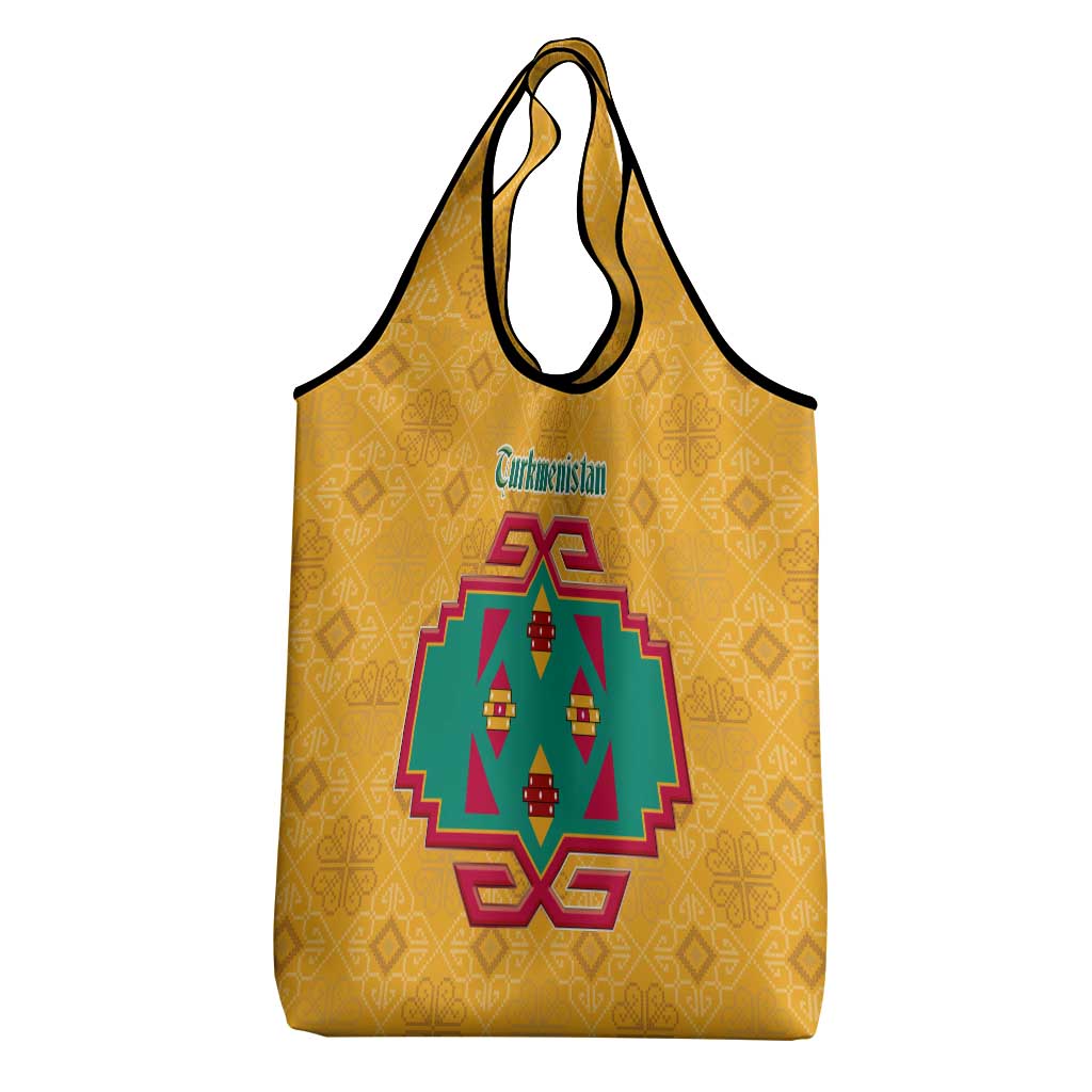 Turkmenistan Traditional Carpet Motif Grocery Bag with Ethnic Pattern Design