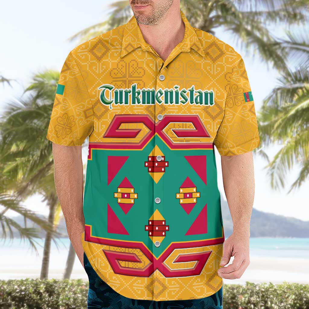 Turkmenistan Traditional Carpet Motif Hawaiian Shirt with Ethnic Pattern Design