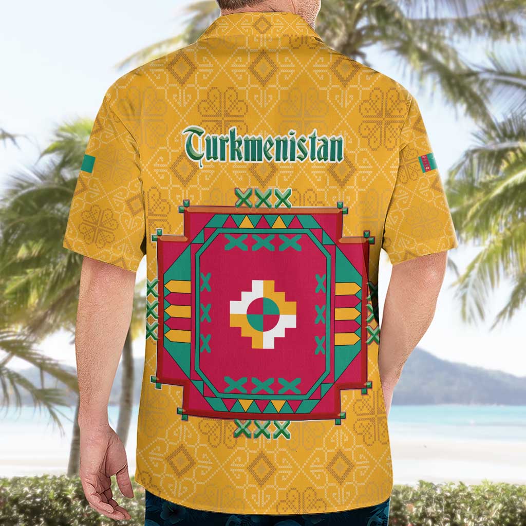 Turkmenistan Traditional Carpet Motif Hawaiian Shirt with Ethnic Pattern Design