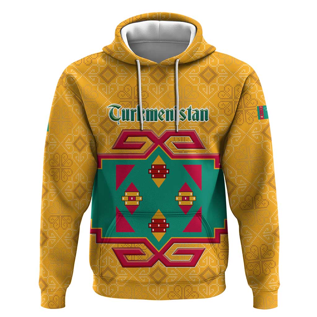 Turkmenistan Traditional Carpet Motif Hoodie with Ethnic Pattern Design