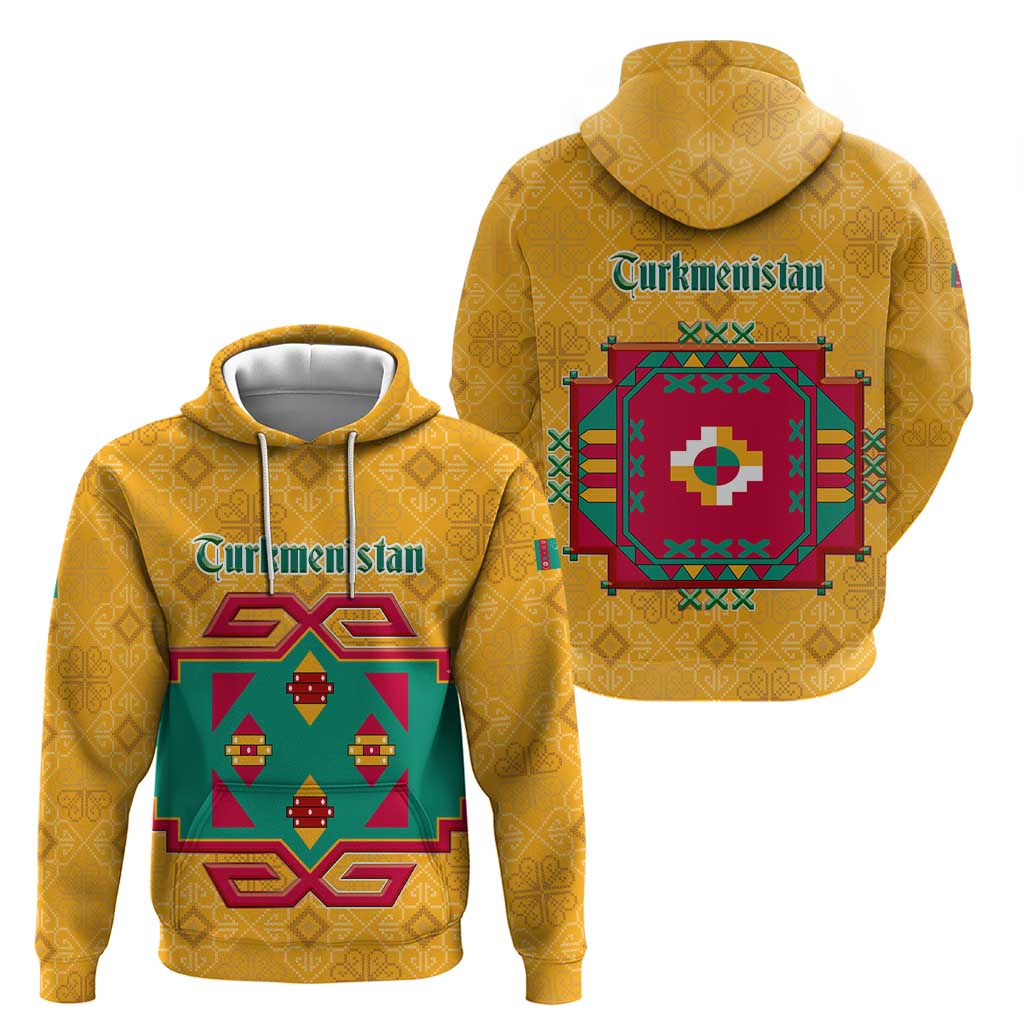 Turkmenistan Traditional Carpet Motif Hoodie with Ethnic Pattern Design