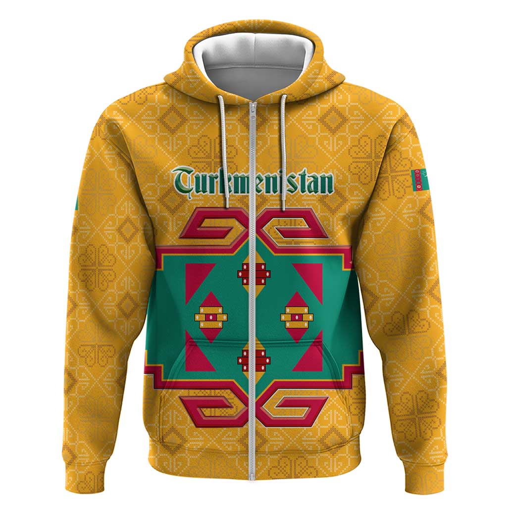 Turkmenistan Traditional Carpet Motif Hoodie with Ethnic Pattern Design